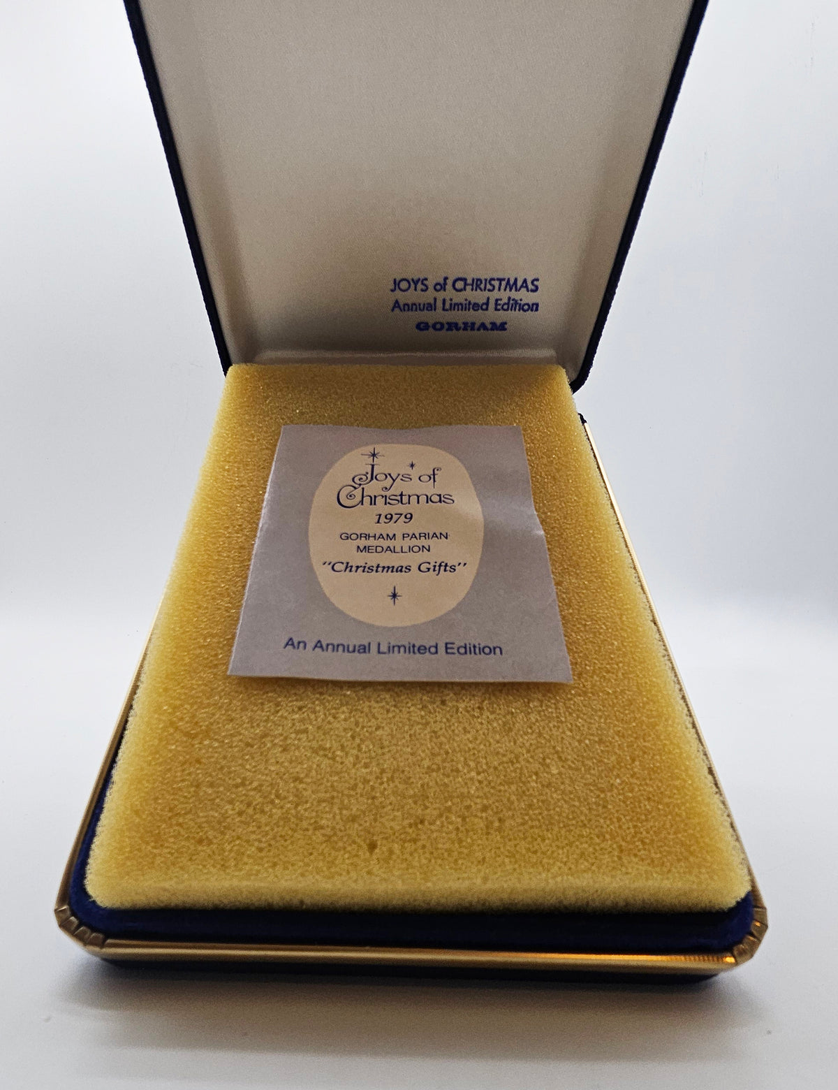 Gorham – “Joys of Christmas Christmas Gifts Parian Medallion” — with original box