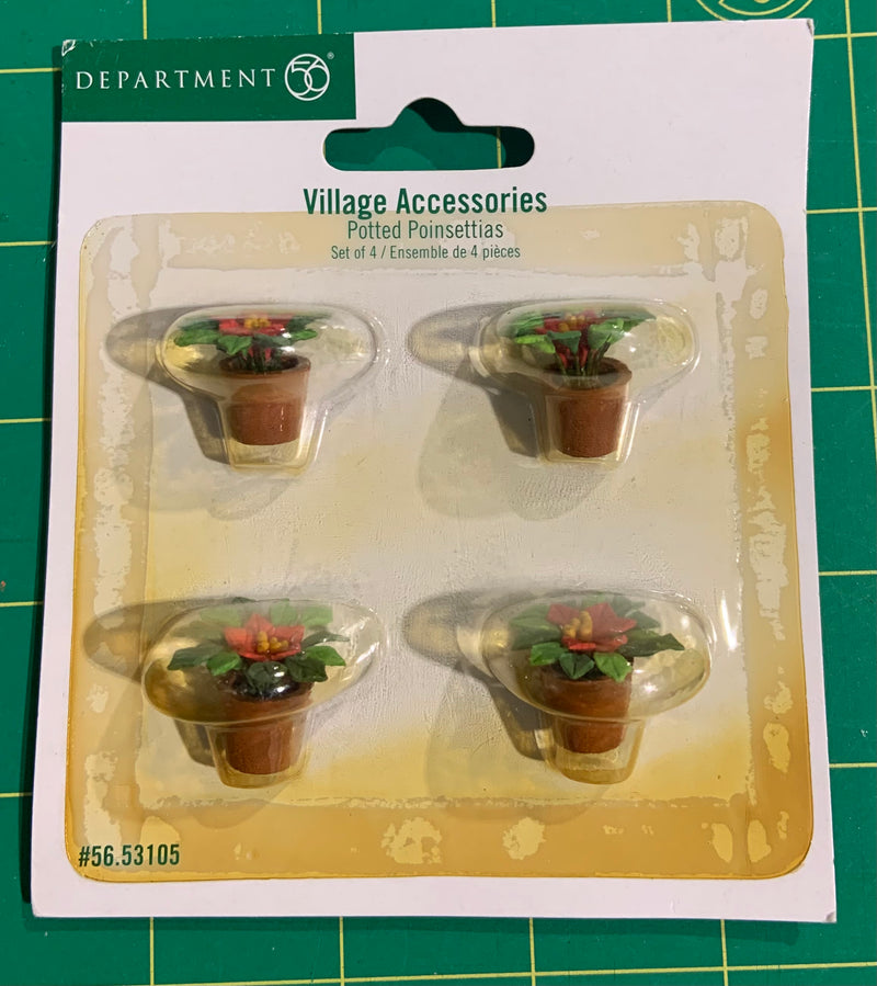 Dept 56- Village Accessories "Potted Poinsettias" accessory - NEW