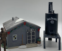 Load image into Gallery viewer, Dept 56- Jack Daniel's Village "Charcoal Grinding Building and Jack on the Rocks accessory"