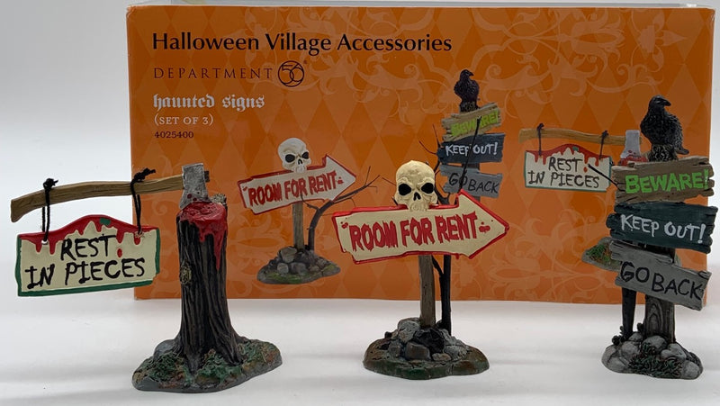 Dept 56- Snow Village Halloween "Haunted Signs"