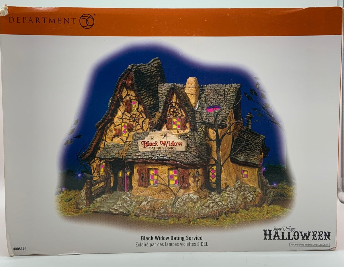 Department 56-Snow Village Halloween "Black Widow Dating Service"