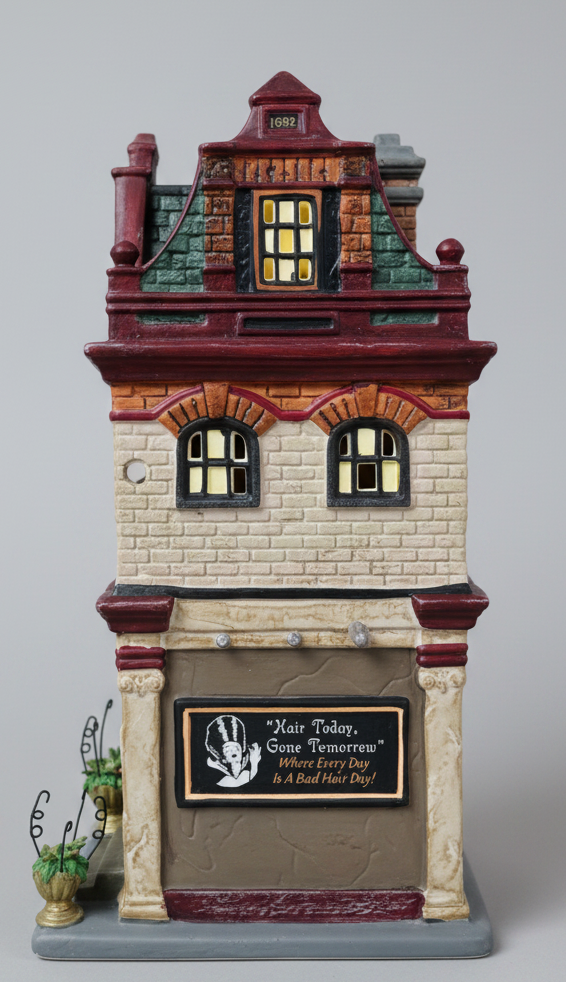 Department 56- SV Halloween "Hair Today, Gone Tomorrow Salon"
