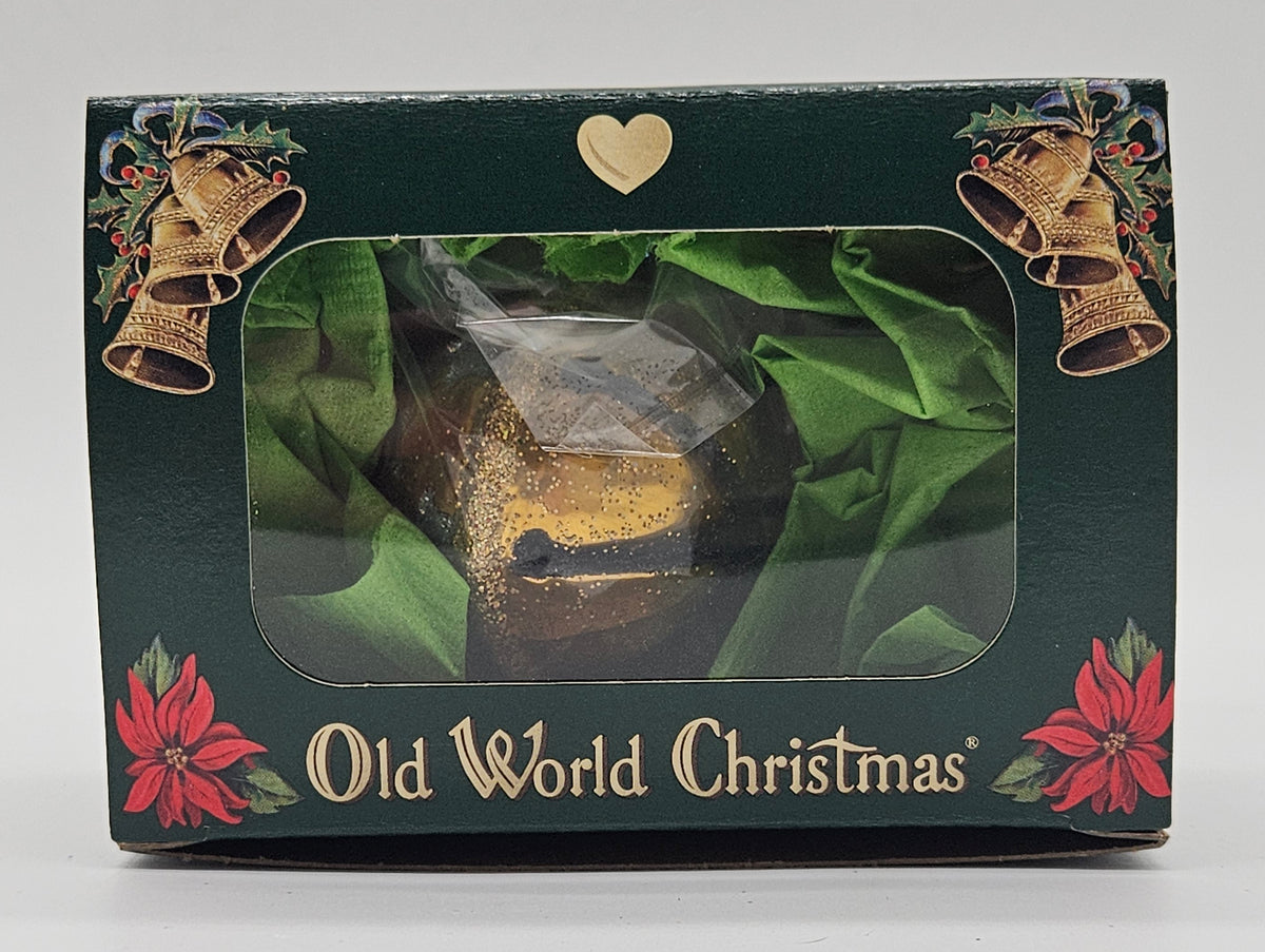 Old World Christmas Jingle Bell – Gold ornament #38022 – packaging photo