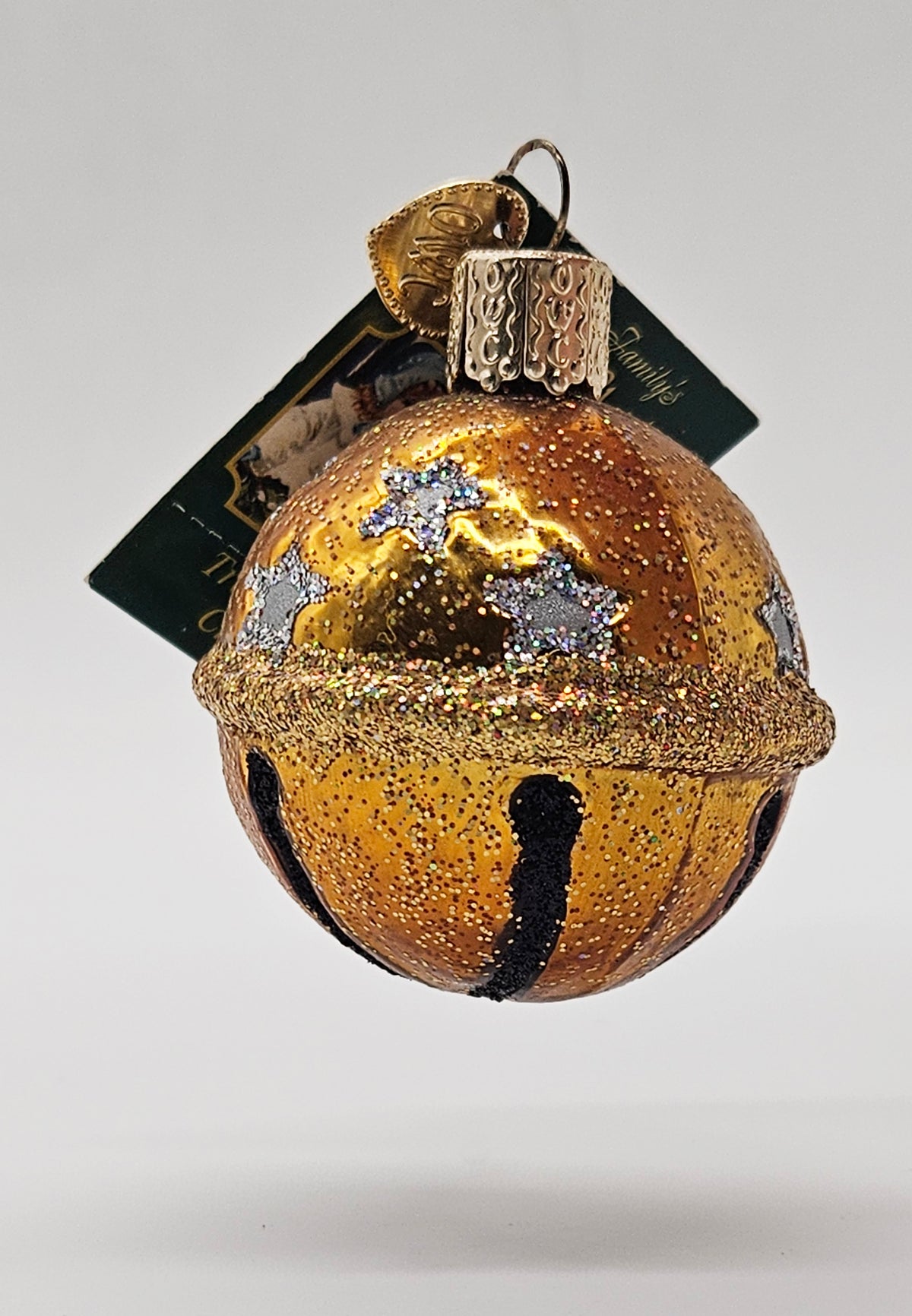 Old World Christmas Jingle Bell – Gold ornament #38022 – front ornament view
