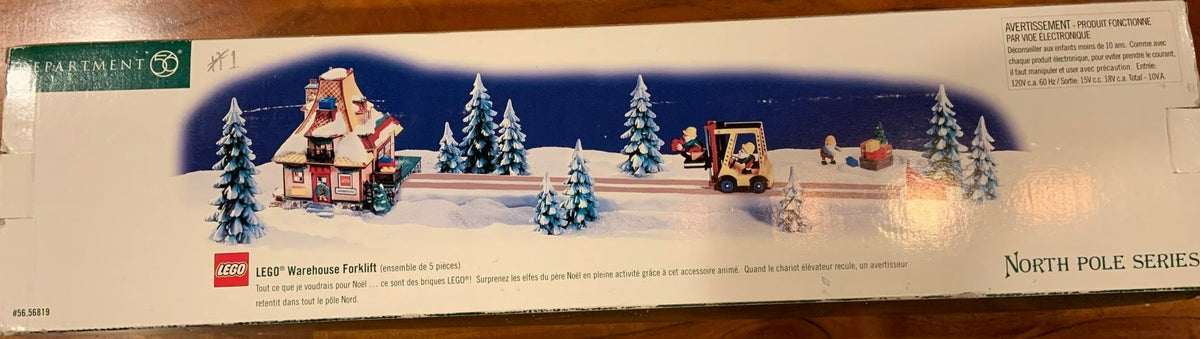 Retired Dept 56- North Pole "Lego Warehouse Forklift"