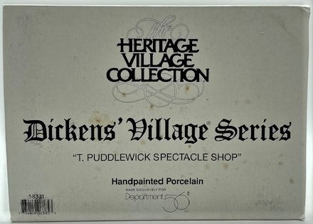 Retired Department 56- Dickens' Village "T. Puddlewick Spectacle Shop"