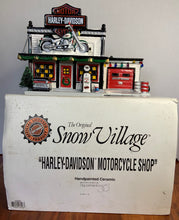 Load image into Gallery viewer, Department 56 Snow Village Harley-Davidson Motorcycle Shop