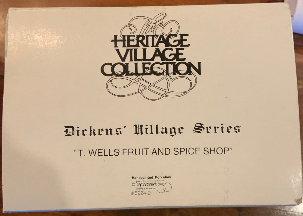 Retired Department 56 Dickens' Village T. Wells Fruit and Spice Shop