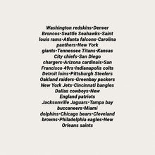 Load image into Gallery viewer, Dept 56 Snow Village Champsfield Stadium list of teams