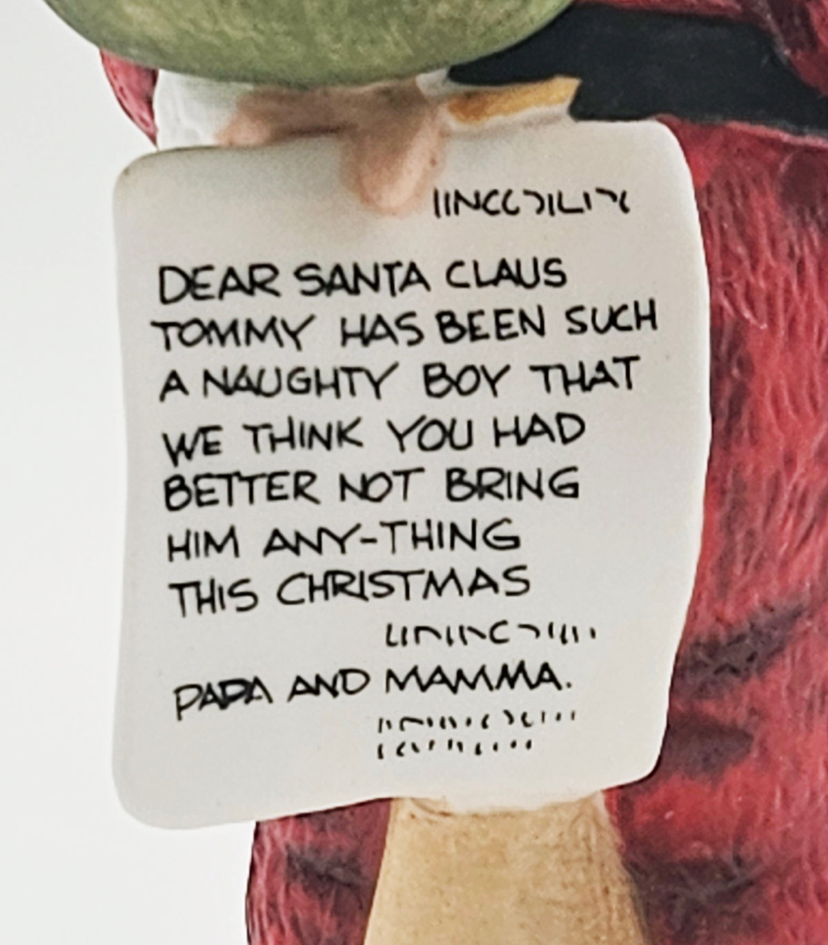 1986 Gorham Letter to Santa – letter detail