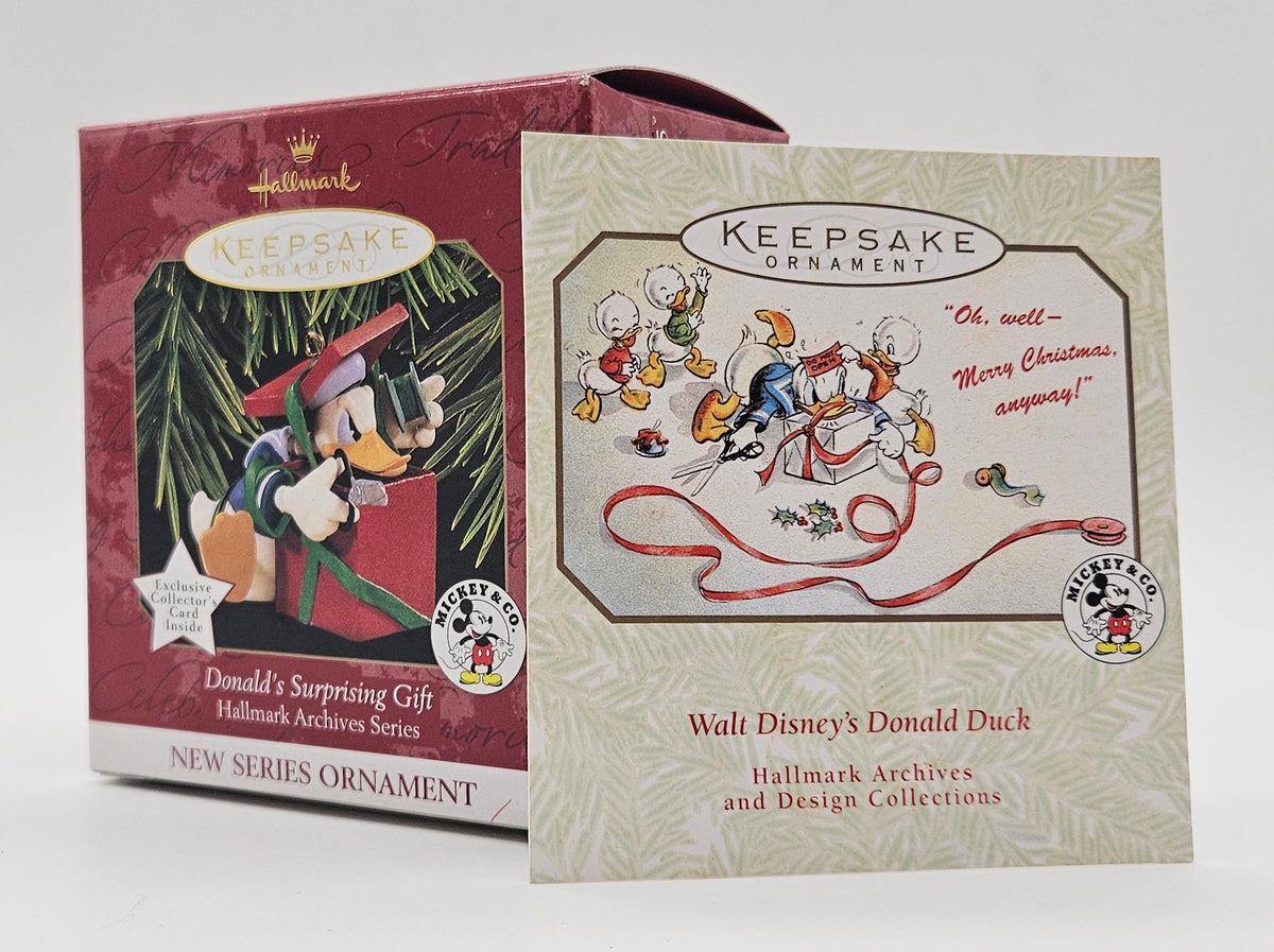 1997 Hallmark Keepsake Donald’s Surprising Gift (QXD4025) — box and memory card