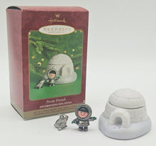Load image into Gallery viewer, 2000 Frosty Friends Igloo Miniature Ornament Set — ornament and retail box
