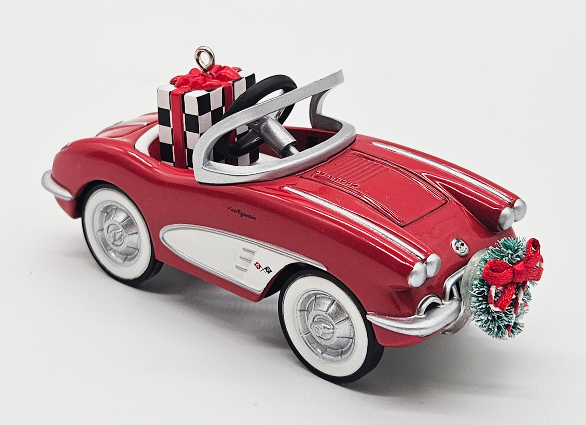 2001 Hallmark Keepsake 1958 Custom Corvette (QXC4505) — car with gift