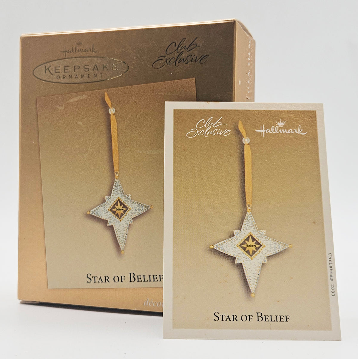 2003 Hallmark Keepsake Star of Belief – box and club card