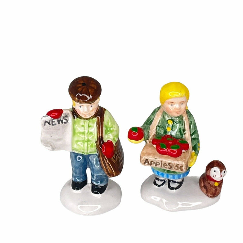 Dept 56- Snow Village "Girl selling apples and news boy"