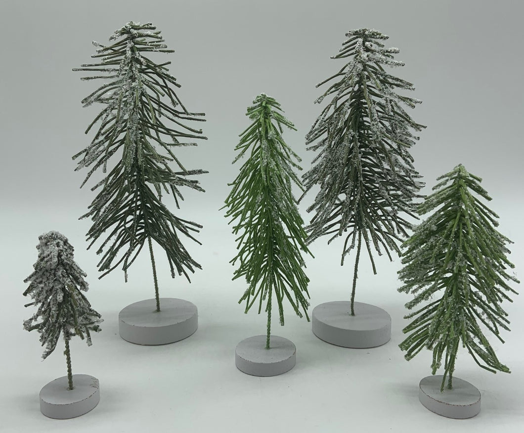 Dept 56- Set of assorted Frosted Norway Pine trees