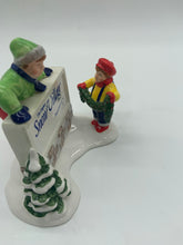 Load image into Gallery viewer, Dept 56- Snow Village "Kids Decorating the Village Sign" accessory - see note
