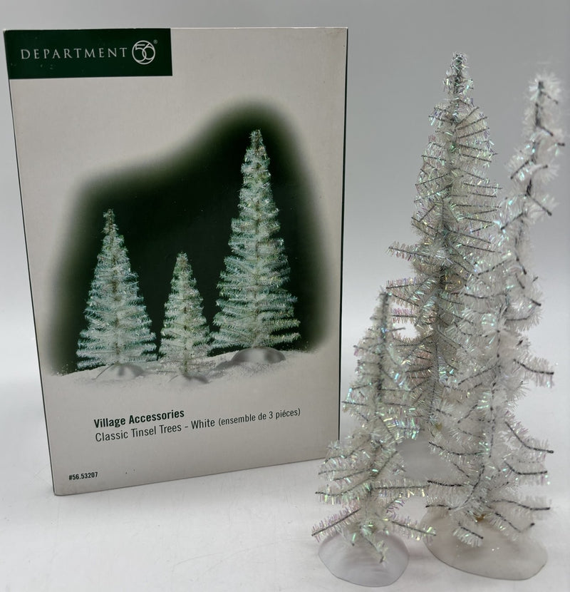 Dept 56- Village Accessories "Classic Tinsel Trees- white" accessory