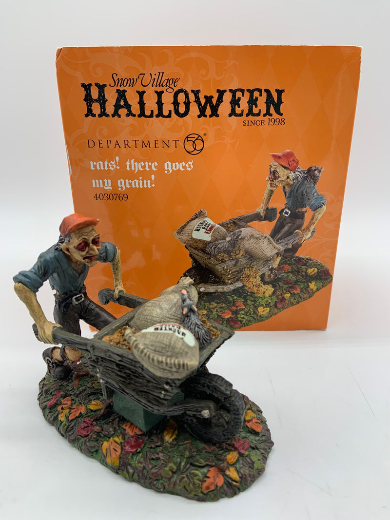 Dept 56- Snow Village Halloween "Rats!  There Goes My Grain!"