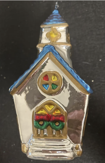 Dept 56- Snow Village "Steepled Church" Glass ornament
