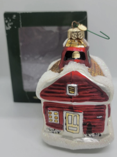 Dept 56- New England Village "Red Schoolhouse" Mercury Glass ornament