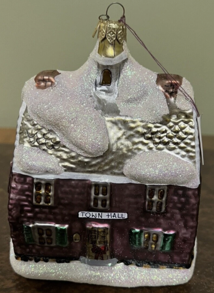 Dept 56- New England Village "Brick Town Hall" Mercury Glass ornament