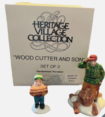Dept 56- New England Village "Wood Cutter and Son" accessory