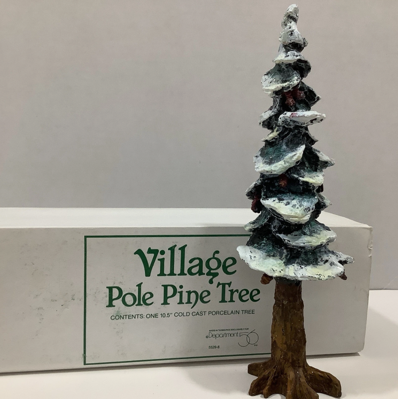 Dept 56- Village Accessories "Pole Pine Tree" - 10.5" Cold Cast Porcelain Tree Accessory