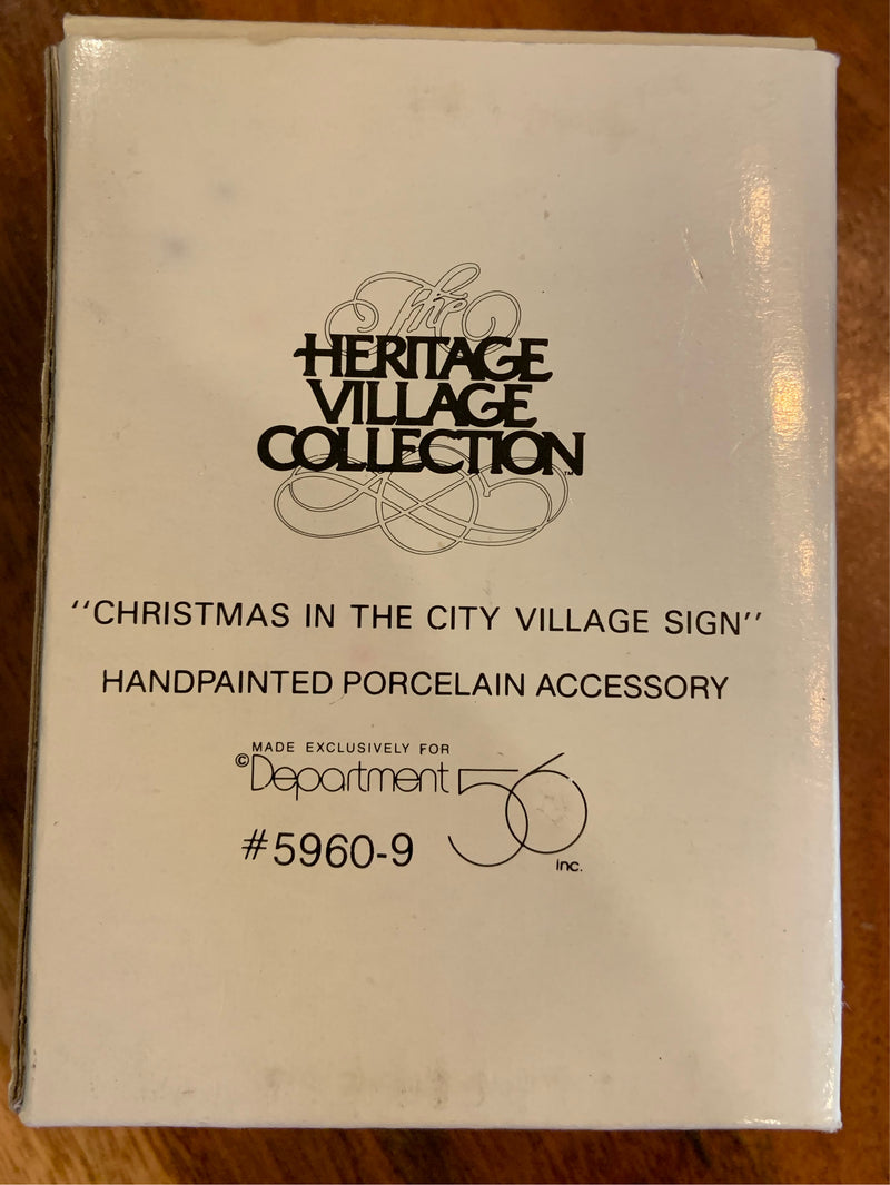 Dept 56- Christmas in the City "Christmas in the City Village Sign"