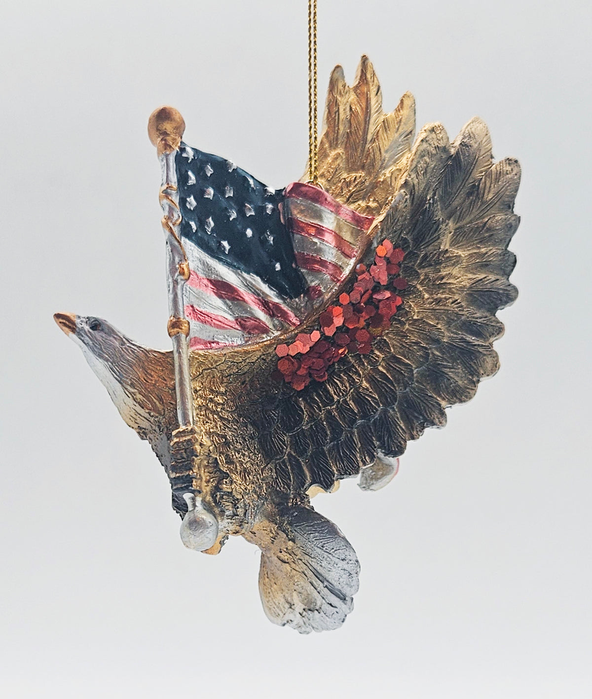 Kurt S. Adler – “Patriotic Eagle with American Flag” – Damaged — ornament view