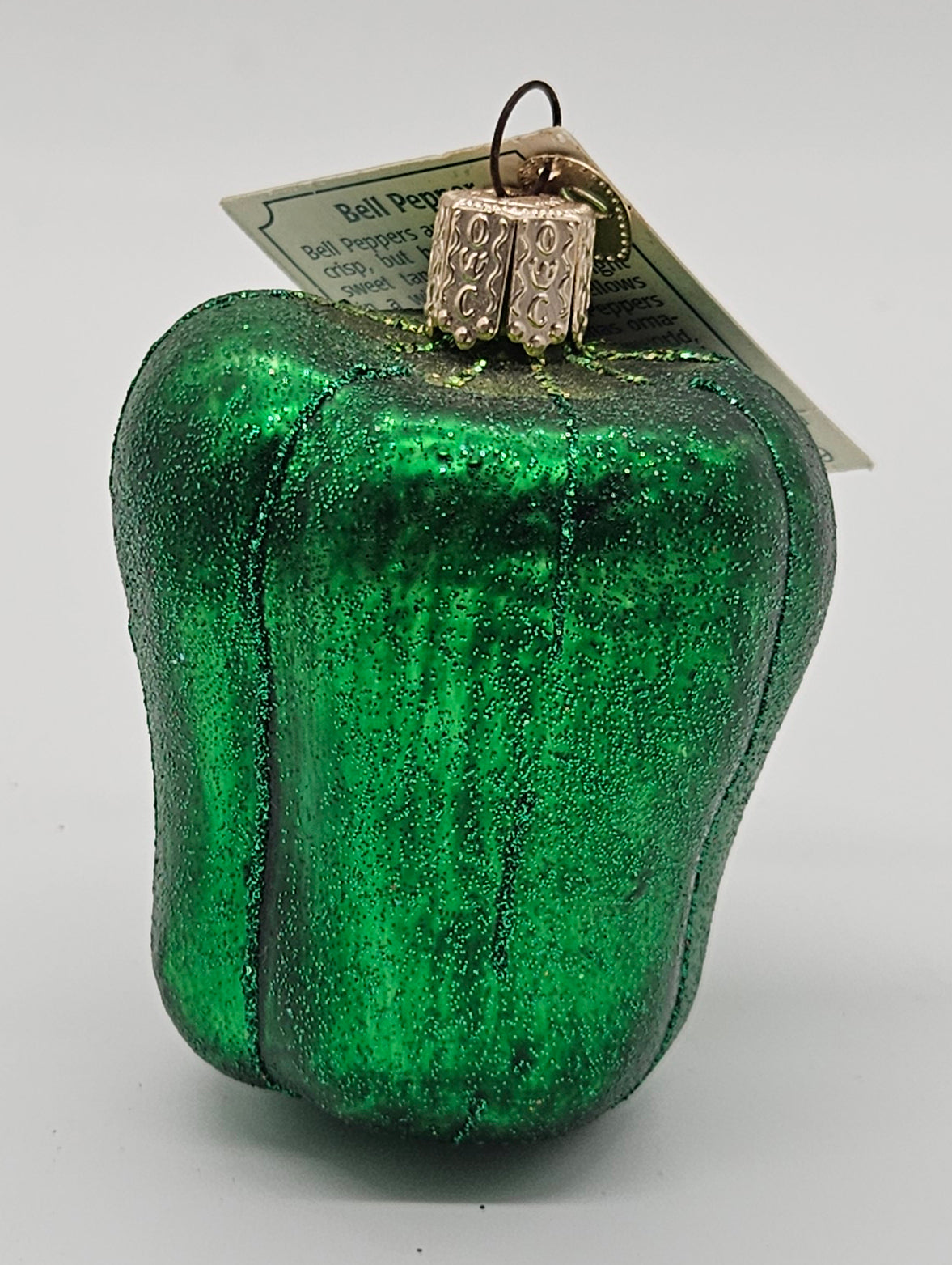 Old World Christmas Bell Pepper – Green ornament #28087 – front ornament view