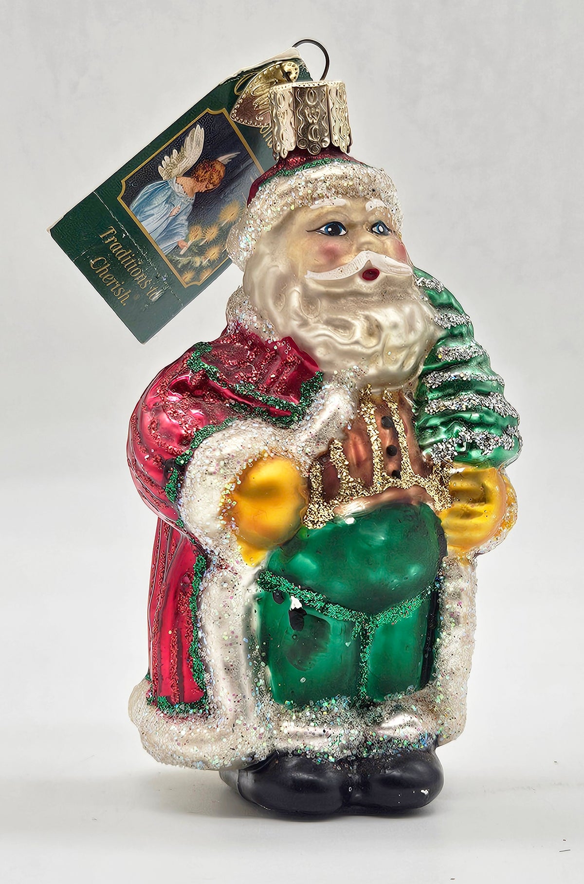 Old World Christmas Striped Father Christmas ornament #40014 – front ornament view