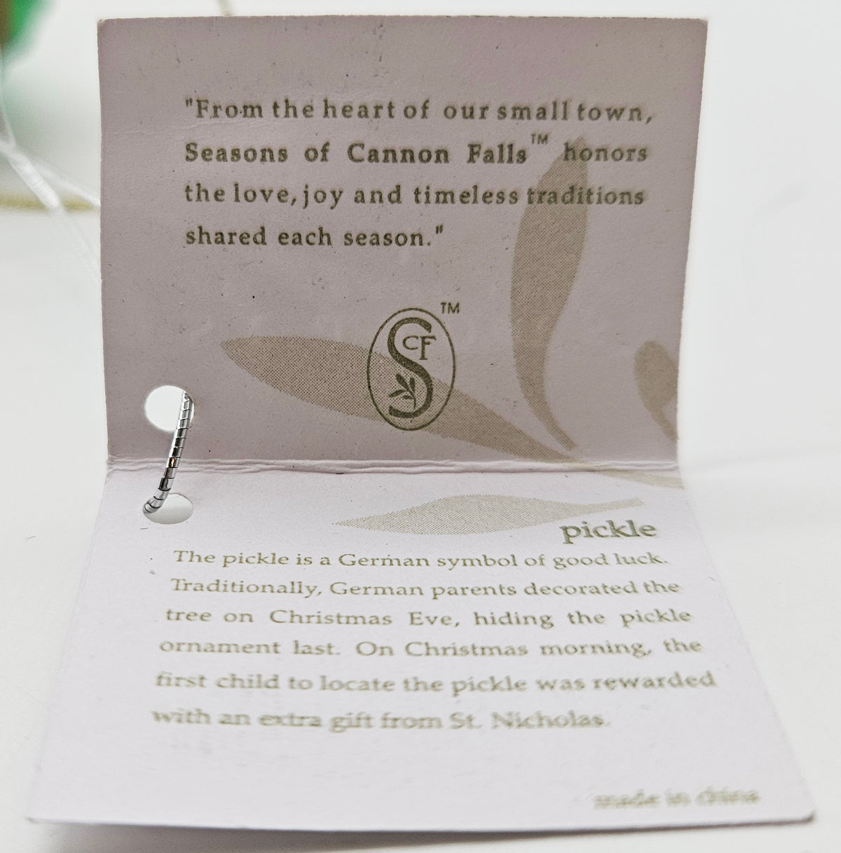 Seasons of Cannon Falls – “Pickle Tradition” — ornament view