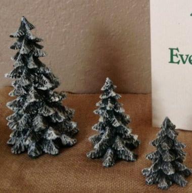 Department 56 Village Evergreen Trees- Set of 3 Accessory