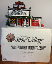 Load image into Gallery viewer, Department 56 Snow Village Harley-Davidson Motorcycle Shop
