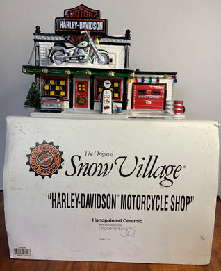 Department 56 Snow Village Harley-Davidson Motorcycle Shop
