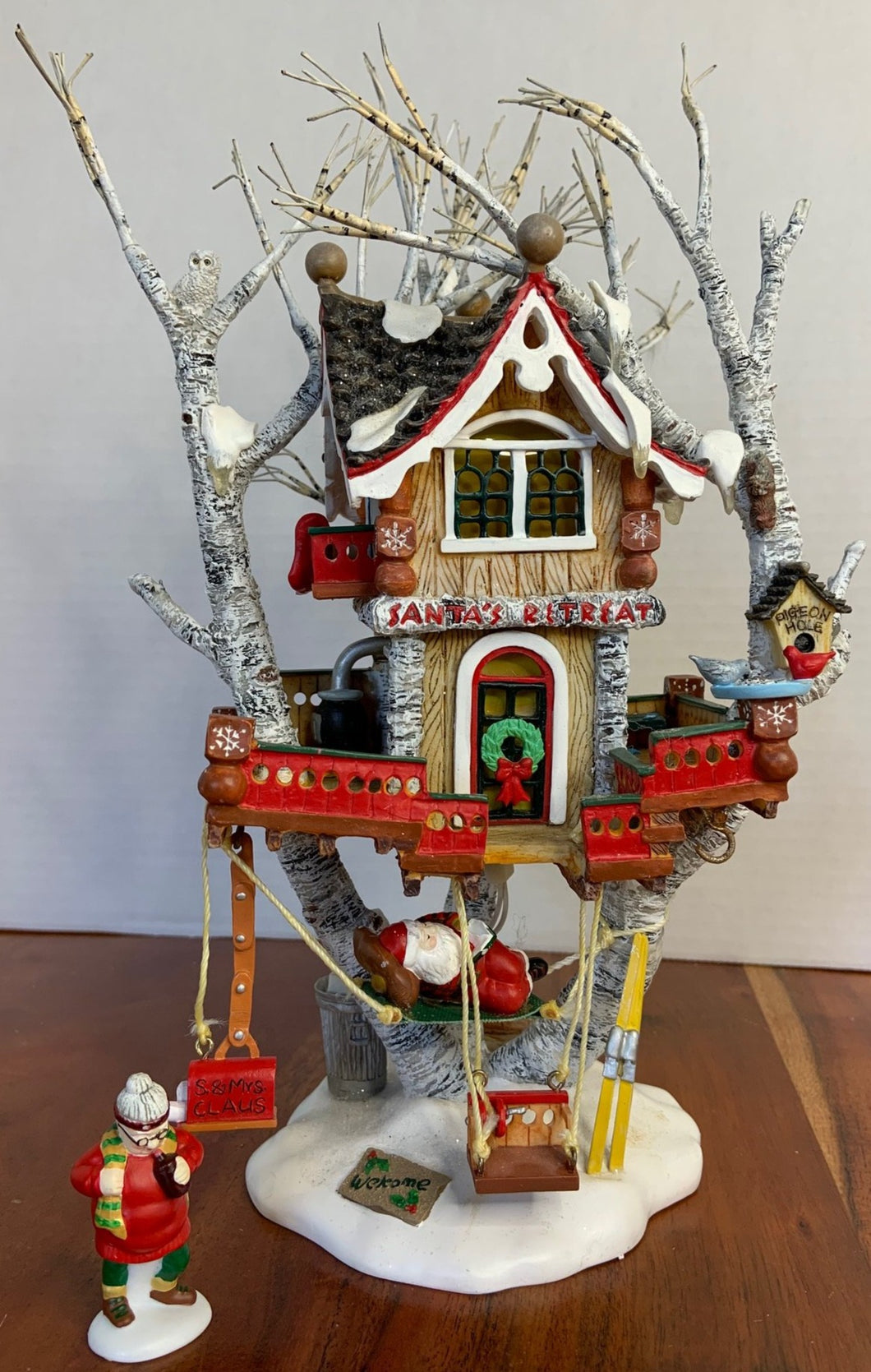 dept 56 north pole woods gone fishing Dept 56 North Pole Woods "Santa’s Retreat Treehouse" set of 2