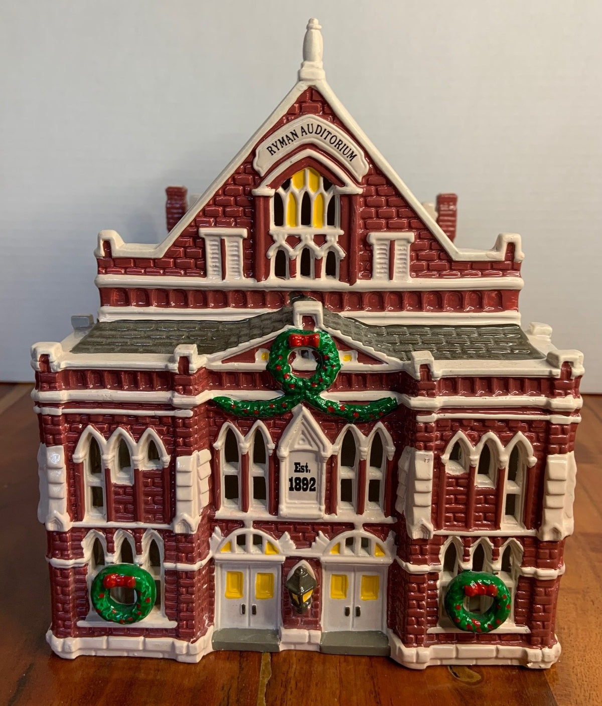 Department 56 Snow Village Ryman Auditorium side