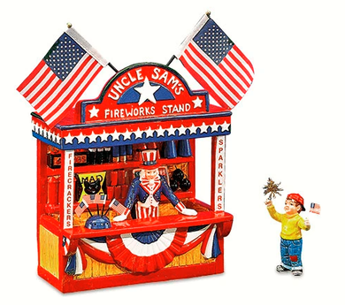 Department 56 Snow Village Uncle Sam's Fireworks Stand