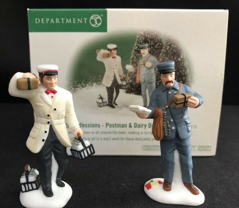 Dept 56- Christmas in the City "City Professions - Postman and Dairy Delivery Man"
