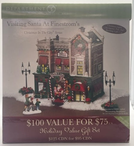Department 56- Christmas in the City "Visiting Santa at Finestrom's" set of 5