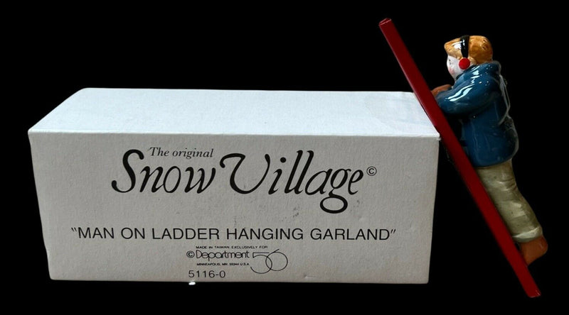 Dept 56- Snow Village "Man on Ladder Hanging Garland"